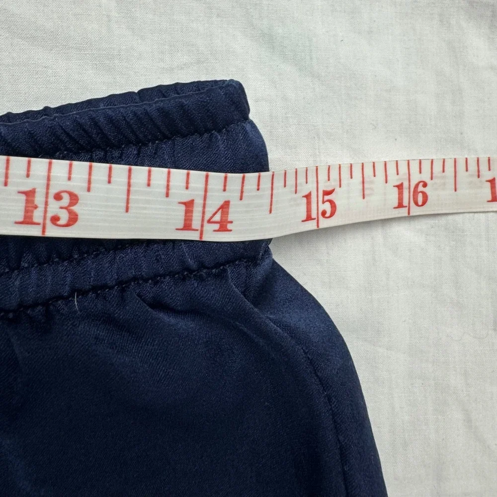 J Crew Navy Blue Satin Pajama Lounge Pants Wide Leg Size S - Picture 6 of 11